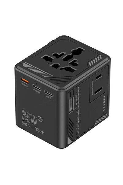 Jopus 35W GaN Hızlı Şarj Adaptörü 5 Çıkışlı Universal Priz 1 USB-A 4 USB-C Se...