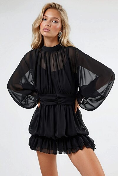 Hiccup Msn Ruffled Turtleneck Mini Dress