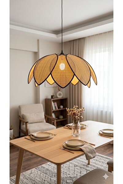 Emg DesiGn Modern Tasarım Çiçek Sarkıt Avize Rattan Boheme Salon Oturma Odası...