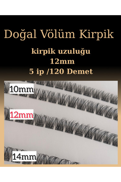 Genel Markalar Doğal Volume İpli Kirpik 5 ip 12mm 120 Demet