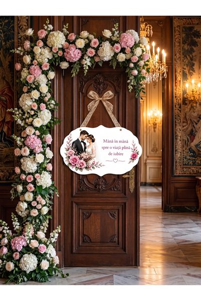 Bello Carino High quality decoration products Plăcuță de întâmpinare pentru nuntă cu design floral, 64x40 cm
