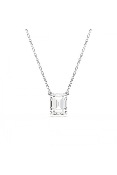 Swarovski Stilla Kolye Octagon Cut Beyaz Rodyum Kaplama