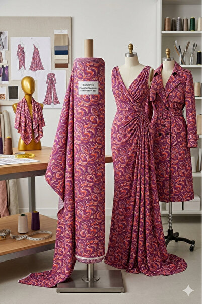 ŞALSERA Polyester Maroken Dijital Baskılı Kumaş, Tasarımcılar İçin ( 150 x 10...