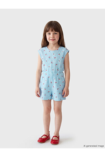 LC Waikiki Peak New Season Cherry Printed Girls' Shorts Jumpsuit
