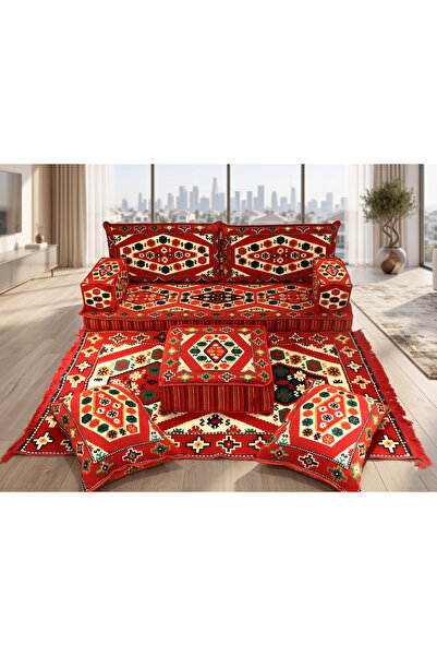 FEYZA DECOR HOME Şark Köşesi Takımı - Otantik Kilim Desenli Yer Minderi Seti ...
