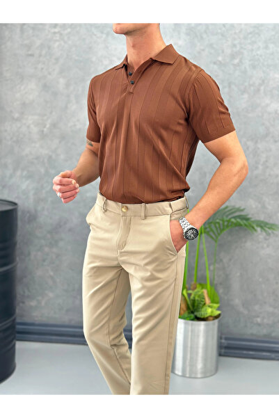 MODEFENDİ Tricou cu guler și model vertical