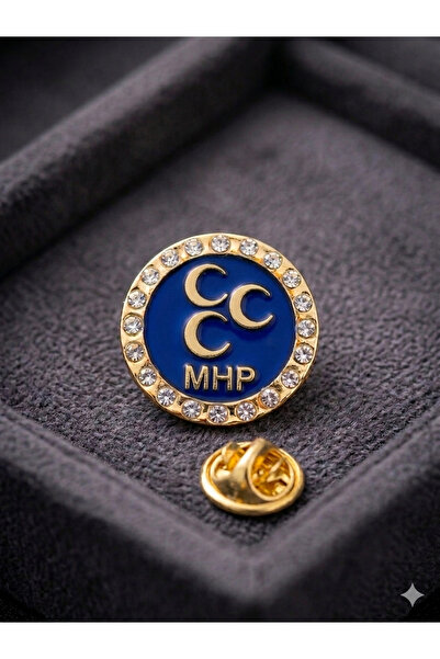 WALDORF MHP ÜÇ HİLAL MAVİ İŞLEME YAKA RİZETİ BROŞ