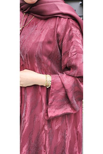 DLZ COLLECTİON LYOSEL DESENLİ BORDO RENK FERACE