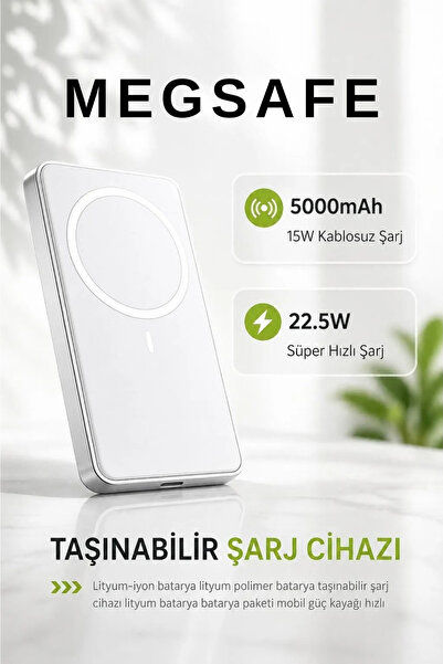 KALİTESENİNLE İphone/12/13/14/15/16/17 Uyumlu Yeni Magsafe Battery Pack 5000m...