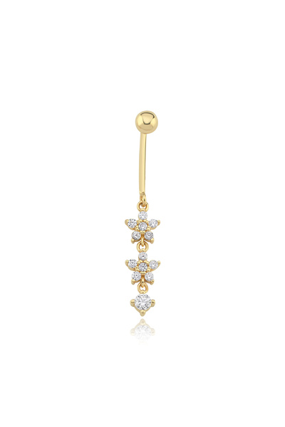 Cherry by Özkonak Taşlı Çiçekli Altın Göbek Piercing