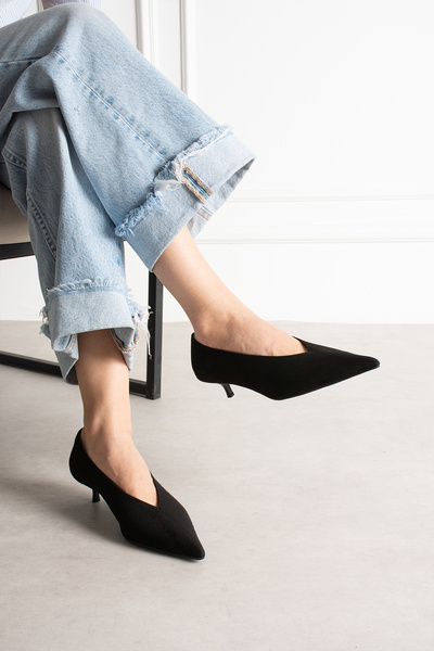 Suuet Losvi Women's Heeled Shoes Thin Heeled Stiletto Suede