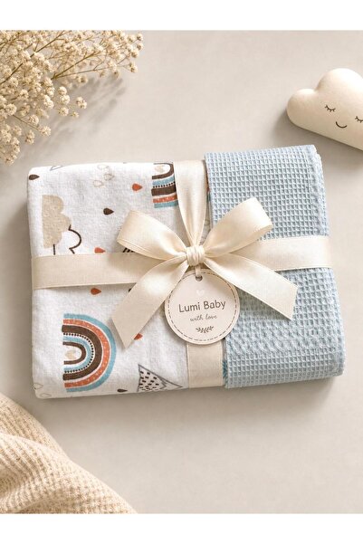 LUMİBABY BUTİK 100% Cotton Double-Sided Flannel Pique Baby Blanket, Baby Piqu...