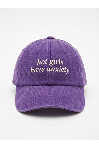 The Selflovers Club Unisex Şapka Eskitme Washed Hot Girls Have Anxiety Nakışl...