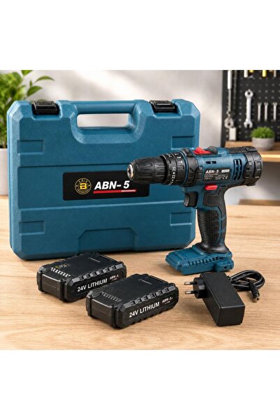abnturk 24V Li-on Ve Çift Bataryalı 25 Parçalı Darbeli Şarzlı Matkap Ve Ultra...
