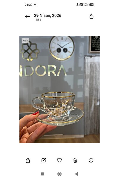 P&ORA PREMIUM KITCHEN PRODUCTS 6 KİSİLİK İNCİLİ YALDİZLİ BASİC ÇAY, KAHVE FİN...