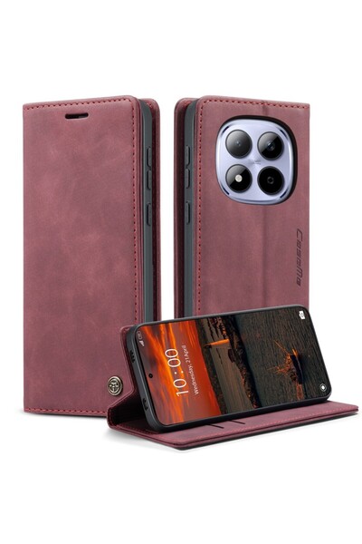 Caseme 013 Retro Θήκη Βιβλίο Wine Red (Xiaomi Redmi Note 15 Pro 4G)