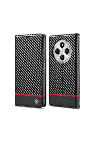 LC.IMEEKE Carbon Fiber Θήκη Βιβλίο Horizontal Stripe (Xiaomi Redmi 14C 4G/Poc...