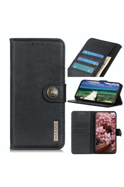 KHAZNEH Leather Wallet Θήκη Πορτοφόλι Black (Motorola Edge 40 Neo)