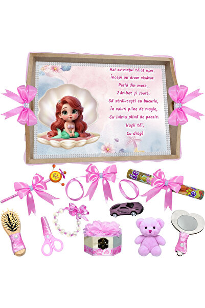 LoreBebe Set Tava Taiere Mot Fete, Tavita Mot, 11 Piese, Model Sirena Magica,...