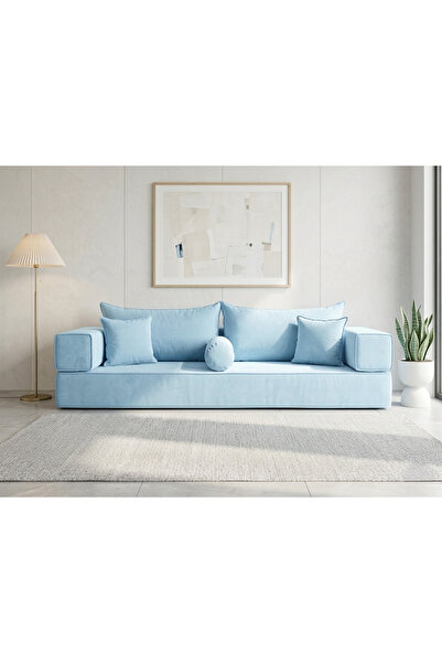 FEYZA DECOR HOME Premium Kadife Modern Şark Köşesi 8 Parça – 20 cm Süngerli M...