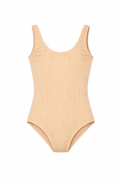 Lovekini Beachwear Hera Nude Kids Swimsuit With Silver Stripes Details