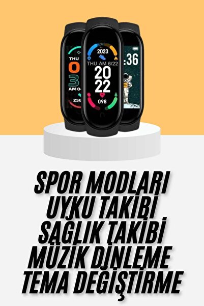Genel Markalar M6 Akıllı Bileklik Siyah Adımsayar Spor Takibi Android ve İOS ...