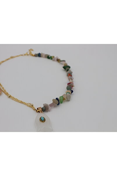 Retrovy Store Natural Stone Design Necklace with Chain