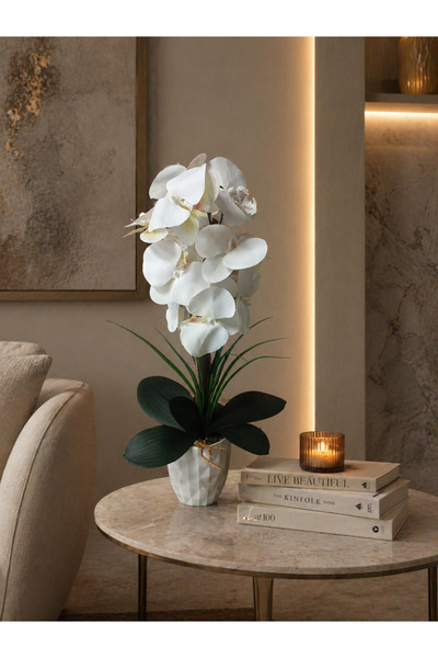 Cennet Home 15 Kandilli Beyaz Orkide – Pure Elegance Lüks Aranjman”