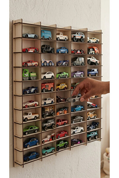 My Kids Room Oyuncak Araba Rafı 1/64 Banu Renk 50'li Dekoratif Çocuk Odası Oy...