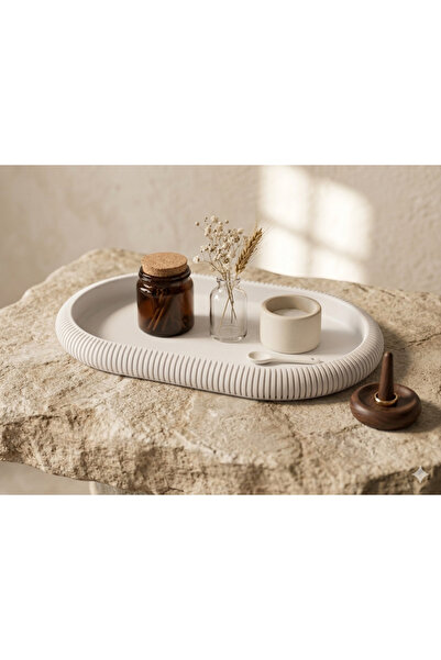Japandi Dekoratif Tepsi Minimal Organizer | Mum, Takı ve Masa Düzenleyici