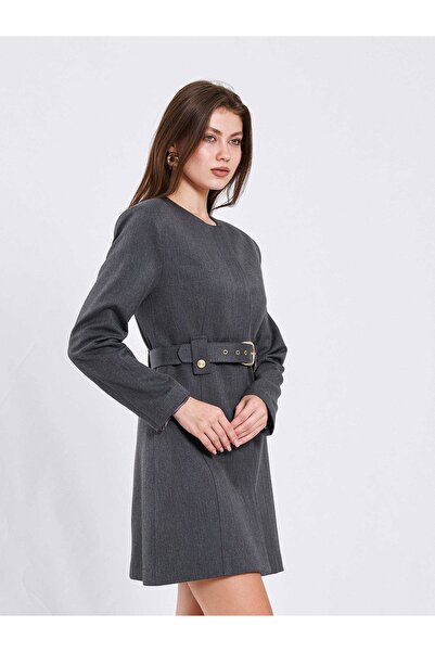 sckboutik Kendinden Kemerli Mini Elbise