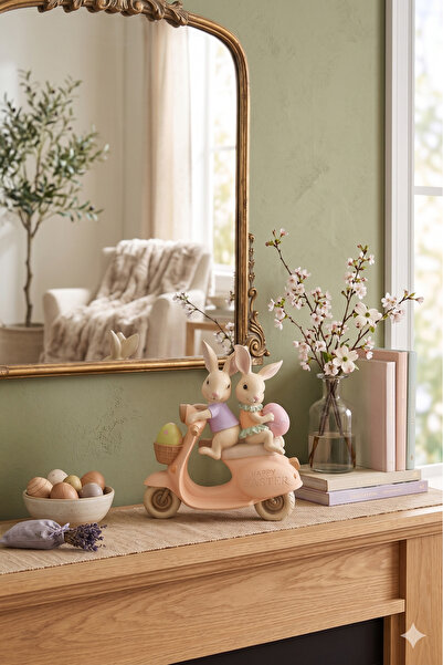 Sister Home Design Pastel Tonlu Scooterlı Paskalya Tavşanı Biblo - Happy East...