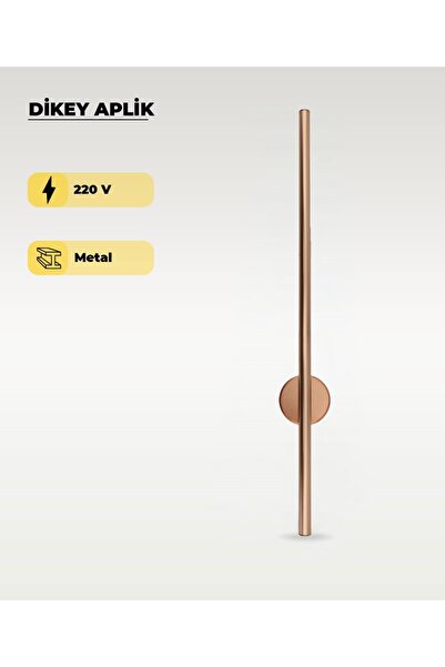 AC AYDINLATMA 12W Rose Gold Renk Dikey Aplik - Gün Işığı