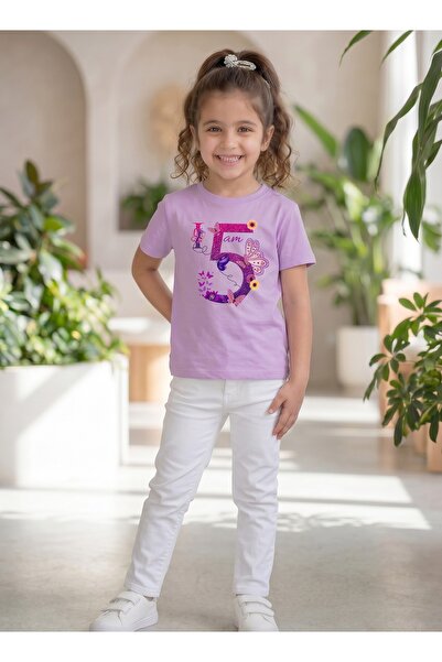 Funkaar Birthday Girl, 5th Year Butterfly Birthday Graphic Print T-Shirt