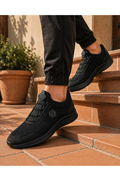 YUSE SHOES Siyah Bağcıksız Hava Alabilen Spor Ayakkabı - Hafif Taban Günlük Y...