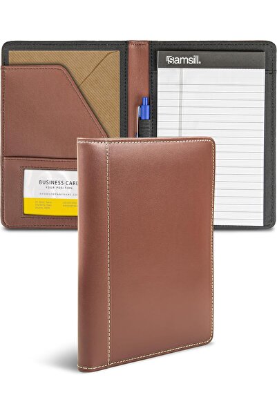 Samsill Leather Portfolio with Contrast Stitching, Junior Size, 5 x 8 Inch Wr...