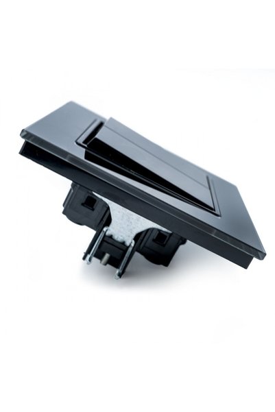 SANITEXPERT Întrerupător Dublu Negru, Ramă din Sticlă Securizată, 10A, 250V, IP20, 86x86mm