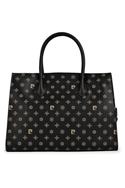 Pierre Cardin Women's Black Monogram Patterned Adjustable Strap Shoulder Bag