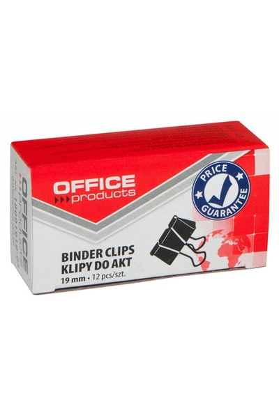 OFFICE products Clip hartie 19mm, 12buc/cutie, - negru