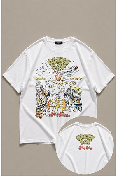 Fuddy Moda Unisex majica sa širokim izrezom i printom Green Day Dookie, punk ...