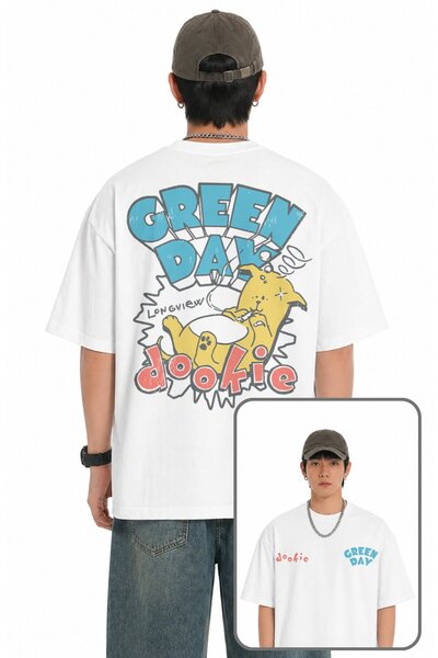 Fuddy Moda Unisex Green Day Dookie majica sa zadnjim printom i okruglim izrez...