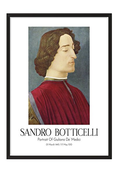 Postifull Sandro Botičeli - Portret Đulijana de' Medičija, slika u crnom okvi...