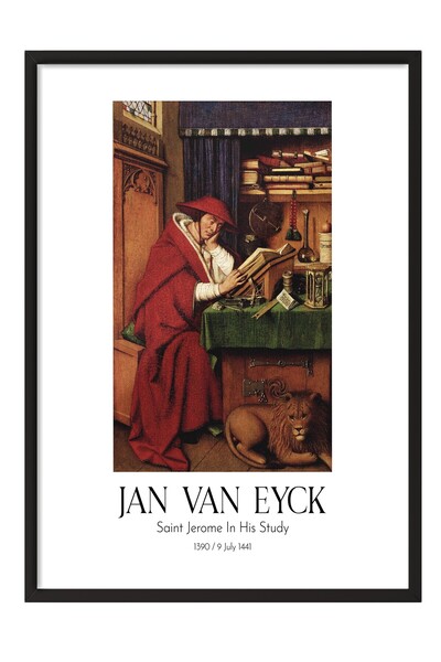 Postifull Jan van Ajk - Sveti Jeronim u svojoj radnici, slika u crnom okviru,...