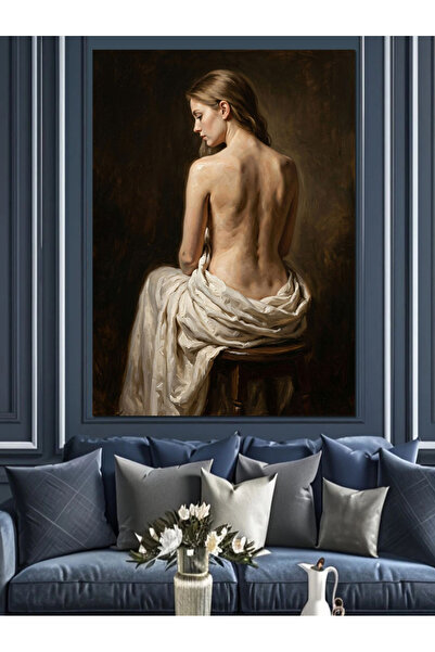 Artmeg Pânză decorativă pentru femei Nude Turned Back - Lemn MDF