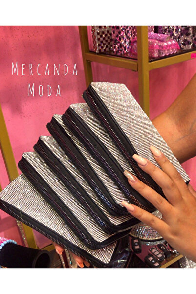 Mercandamoda Tek Fermuarlı Taşlı Cüzdan