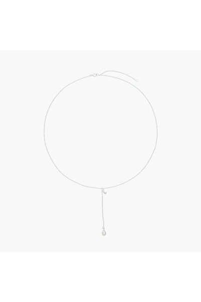 Lifestyle Silver Tone Necklace with Drop Pendant