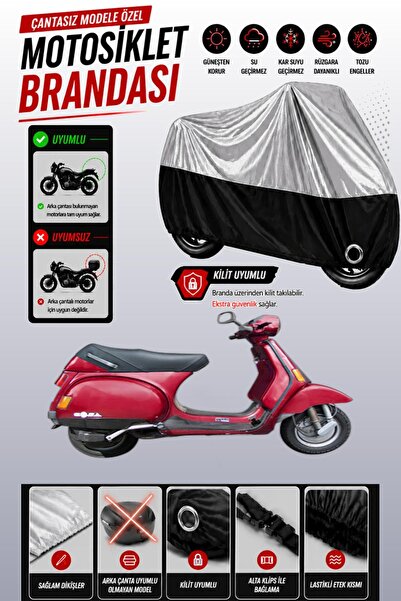 Cemku Twin غطاء محرك متوافق مع طراز Piaggio Vespa Cosa باللون الرمادي من الأع...