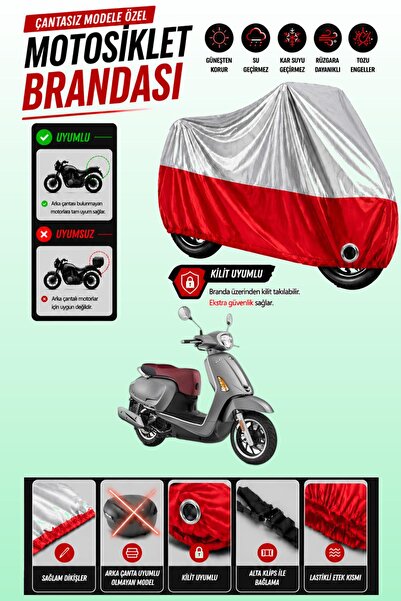 Cemku Twin غطاء محرك متوافق مع Kymco Like 125 باللون الرمادي من الأعلى والأحم...
