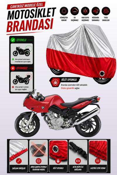 Cemku Twin غطاء محرك متوافق مع سيارة BMW F 800 S باللون الرمادي من الأعلى وال...