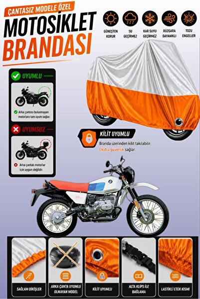 Cemku Twin غطاء محرك متوافق مع سيارة BMW R 80 GS باللون الرمادي من الأعلى وال...